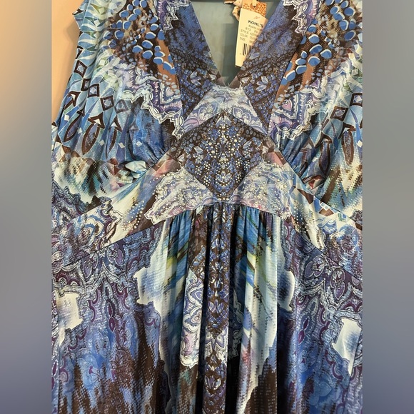 2/$15 NWT WORLD UNITY Blue and Black Patterned Dress - Picture 3 of 8